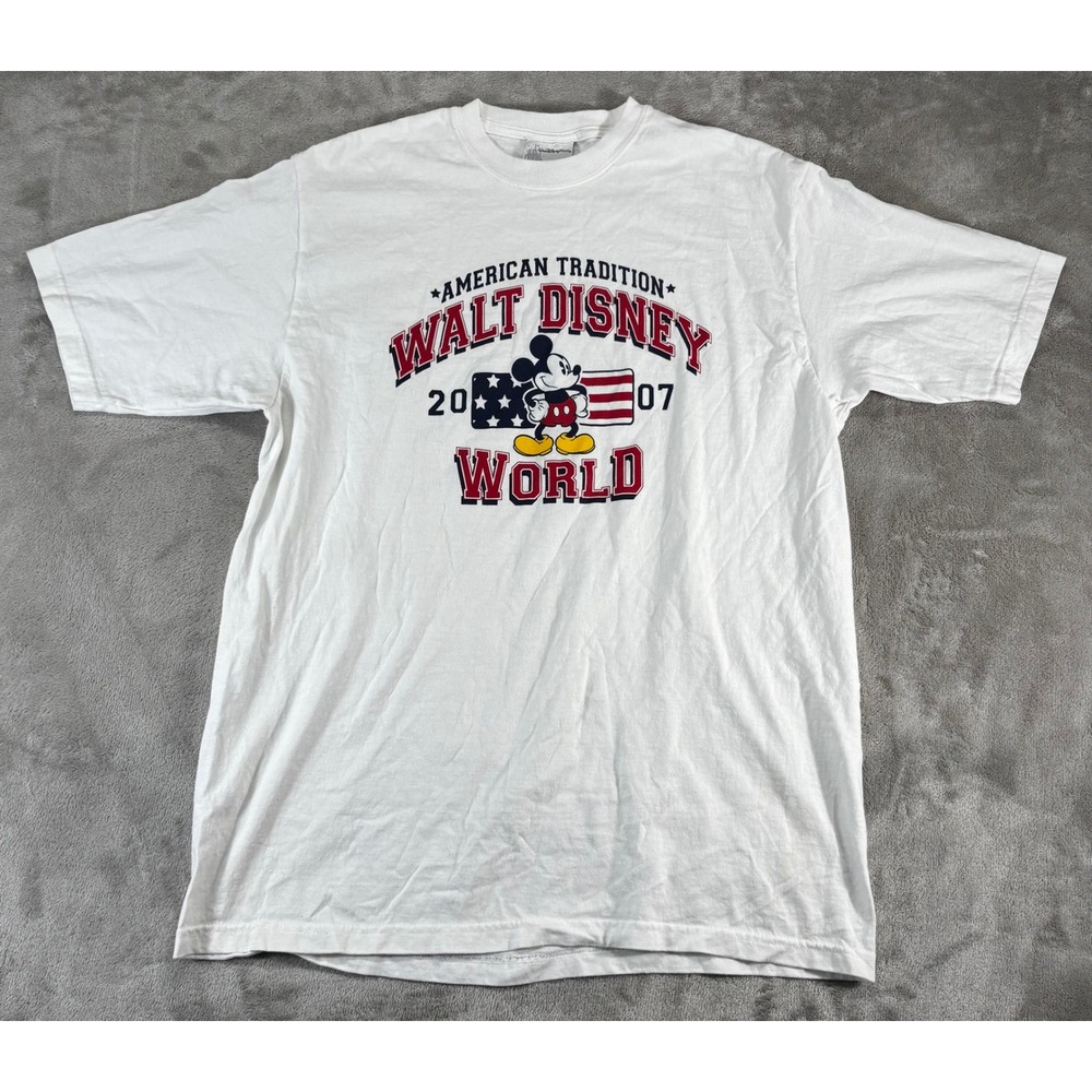 VTG Walt Disney World T-Shirt Mens Large White 2007 Mickey Mouse Graphic